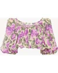 Chloé - Puff-Sleeve Cropped Top - Lyst