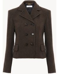 Chloé - Chaqueta Ajustada Con Doble Botonadura De Lana De Pata De Gallo - Lyst