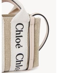 Chloé - Nano Woody Tote Bag In Linen - Lyst