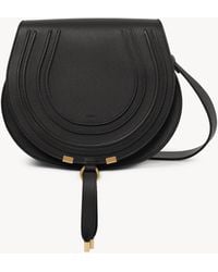 Chloé - Bolso Saddle Marcie De Cuero Granulado Negro 100% Piel De Ternera - Lyst