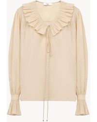Chloé - Gerafftes Rüschen-Top aus Baumwollvoile - Lyst