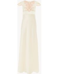 Chloé - Robe Colonne À Mancherons En Satin De Soie Lavé Et Dentelle - Lyst