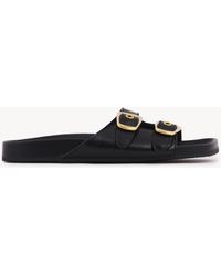 Chloé - Sabot Piatti Polly Nero Taglia 100% Pelle Di Vitello - Lyst