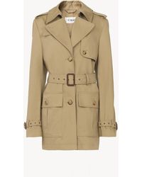 Chloé - Gabardina Corta De Satén De Algodón Marrón 100% Algodón, Horn Bubalus Bubalis, Farmed, Coo India - Lyst