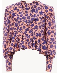 Chloé - V-Neck Ruffled Top - Lyst