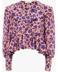 Chloé - V-Neck Ruffle Top - Lyst