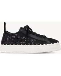 Chloé - Lauren Lace & Leather Sneaker - Lyst