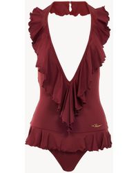 Chloé - Maillot De Bain Une Pièce Col V À Volants - Lyst