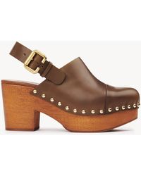 Chloé - Jeannetteウェッジクロッグ 婦人向け グリーン サイズ 牛革（カーフ） 100% Triplochiton Scleroxylon, Farmed, Coo Cameroon - Lyst