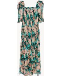 Chloé - シルクモスリン製パフスリーブロングドレス - Lyst
