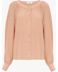 Chloé - クレープデシン製スクープネックブラウス 婦人向け ピンク サイズ シルク 100% Pinctada Maxima, Farmed, Coo Australia - Lyst