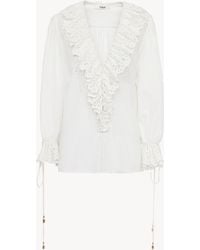 Chloé - Top Con Scollo A V E Maniche A Sbuffo - Lyst