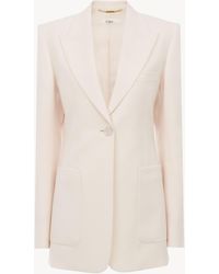 Chloé - Chaqueta Sastre Con Botonadura Sencilla De Gabardina De Lana Rosa 100% Lana, Horn Bubalus Bubalis, Farmed, Coo India - Lyst