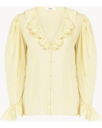 Chloé - V-Neck Ruffle Top - Lyst