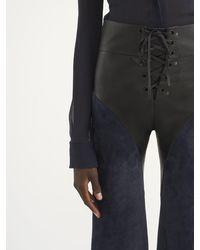 Chloé - Lace-up Flared Patchwork Pants In Leather - Lyst