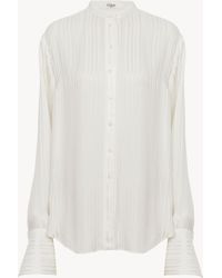 Chloé - Blusa Oversize De Viscosa Y Satén De Seda Blanco 100% Viscosa, Trochus Niloticus, Farmed, Coo Indonesia - Lyst