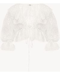Chloé - Cropped V-Neck Ruffle Top - Lyst