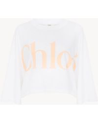 Chloé - T-shirt court oversize en jersey de coton à logo - Lyst