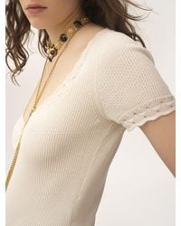 Chloé - Top ajusté à encolure carrée en maille de laine et dentelle - Lyst