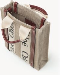 Chloé - Mini Woody North South Tote Bag In Linen - Lyst