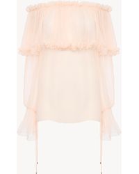 Chloé - Off-The-Shoulder Puff-Sleeve Top - Lyst