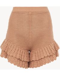 Chloé - クロシェニット製フリルミニ ショートパンツ 婦人向け ピンク サイズ コットン 100% ナイロン ポリウレタン - Lyst