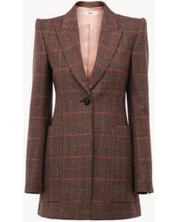 Chloé - Long Checked-Wool Blazer - Lyst