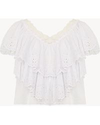 Chloé - Cropped V-Neck Ruffle Top - Lyst