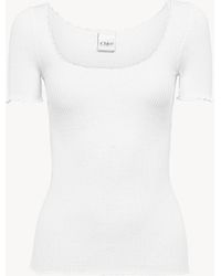 Chloé - Fitted Cotton T-Shirt With Deep Neckline - Lyst