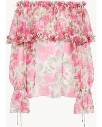 Chloé - Off-The-Shoulder Puff-Sleeve Top - Lyst