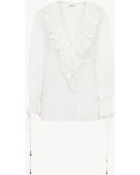 Chloé - Top Con Scollo A V E Maniche A Sbuffo - Lyst
