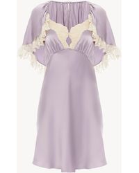 Chloé - Mini Robe Cape En Satin De Soie Lavé Et Dentelle - Lyst
