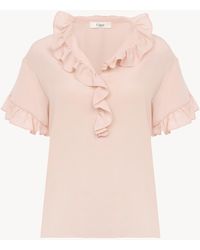 Chloé - Short-Sleeve Ruffled Top - Lyst