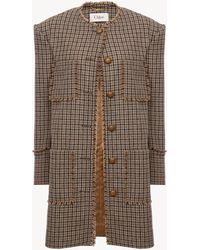 Chloé - Abrigo Sin Cuello Con Botonadura Sencilla De Lana De Pata De Gallo - Lyst