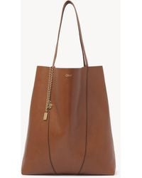 Chloé - Bolso Tote Grande Spin De Cuero Granulado Marrón 100% Bovino - Lyst