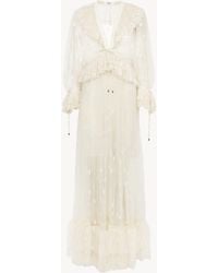 Chloé - Abito Lungo Arricciato Con Scollo A V - Lyst