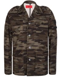 HUGO - By Boss Atalo-t Regular Fit Geometric Camouflage Jacket Khaki - Lyst
