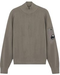 C.P. Company - Cotton Crepe Zip Sweater - Lyst