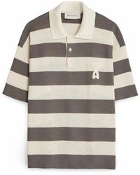 Ami Paris - Ajoure Stripped Knitted Polo - Lyst