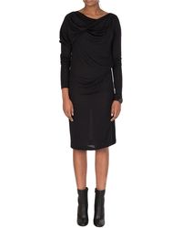 Maison Margiela - Wool Silk Mix Ribbed Black Dress - Lyst