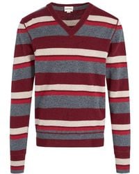 DIESEL - Striped V-neck Jumper - Lyst
