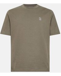 Brunello Cucinelli - Branded Cotton T Shirt - Lyst