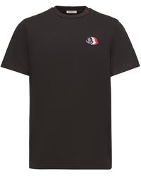 Moncler - Triple Logo Cotton T Shirt - Lyst