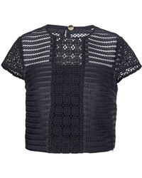 Ted Baker - Lace Panelled Black Top - Lyst