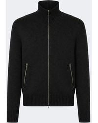 Tom Ford - Leather Patches Zip Cardigan - Lyst