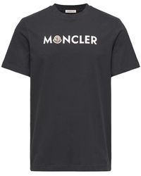 Moncler - Text Logo Cotton T Shirt - Lyst
