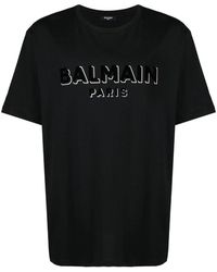 Balmain - Bulky Fit Flock Foil T-shirt Black - Lyst