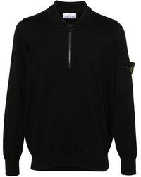 Stone Island - Knitted Zip Polo Shirt - Lyst