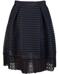 Ted Baker Lace And Mesh Panelled Skirt Navy - Blue