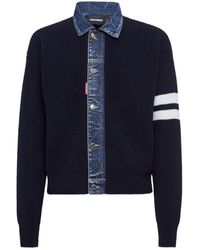 DSquared² - Denim Wool Mix Cardigan - Lyst